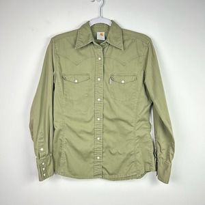 Carhartt Green Long Sleeved Button Front Top Women’s Size XS